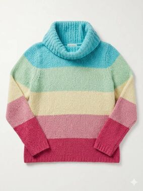 🔹️Liz Claiborne Villager Rainbow Cowl Neck Plush Sweater Large